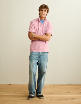 AE Standard Fit Pop Logo Pique Polo Shirt