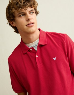 AE Standard Fit Pop Logo Pique Polo Shirt