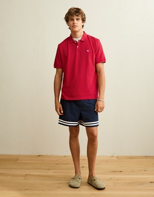 AE Standard Fit Pop Logo Pique Polo Shirt
