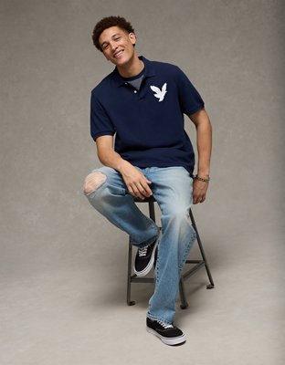 AE Exploded Logo Standard Pique Polo Shirt from American Eagle - $14.97