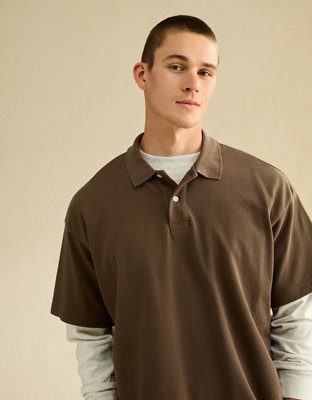AE Boxy Fit Pique Polo Shirt