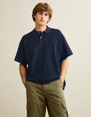 AE Boxy Fit Pique Polo Shirt | American Eagle