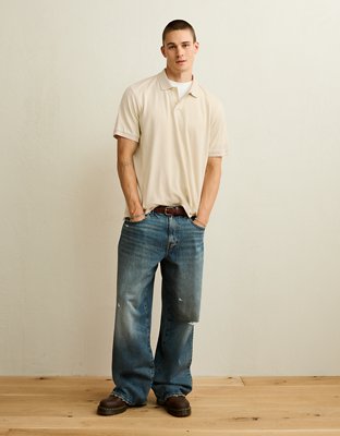 AE Standard Fit Lived-In Pique Polo Shirt