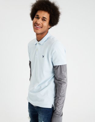 Мужские топы American Eagle AE Stretch Pique Logo Polo — фото 2