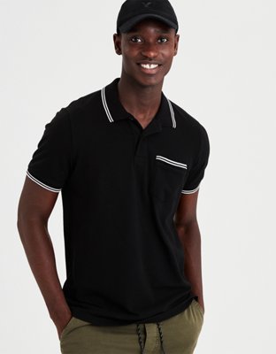 Мужские топы American Eagle AE Stretch Pique Tipped Pocket Polo — фото 2
