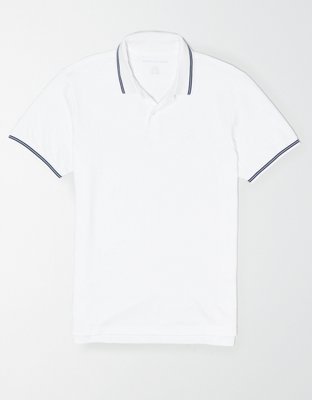 AE Logo Pique Tipped Striped Polo Shirt