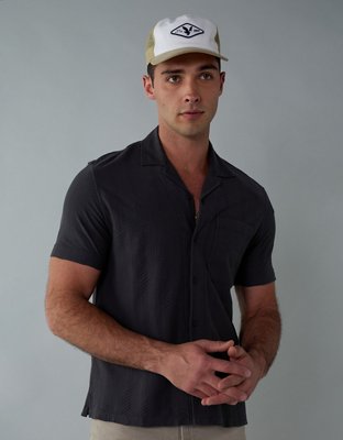 AE Camisa Manga Corta de Jacquard con Botones