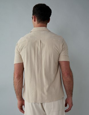 AE Short-Sleeve Jacquard Button-Up Shirt