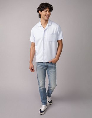AE Camisa Estilo Rústico de Cloqué con Botones