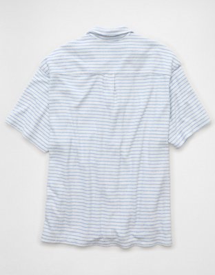 AE Camisa Rayada de Felpa con Botones