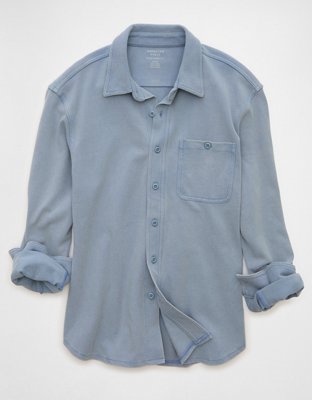 AE Relaxed Fit Knit Button-Up Shirt
