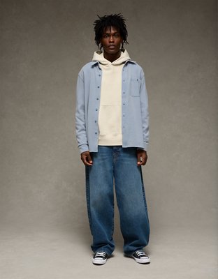 AE Relaxed Fit Knit Button-Up Shirt