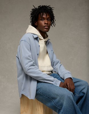 AE Relaxed Fit Knit Button-Up Shirt