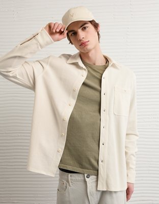 AE Relaxed Fit Knit Button-Up Shirt