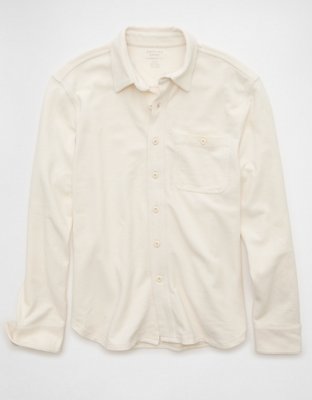 AE Relaxed Fit Knit Button-Up Shirt