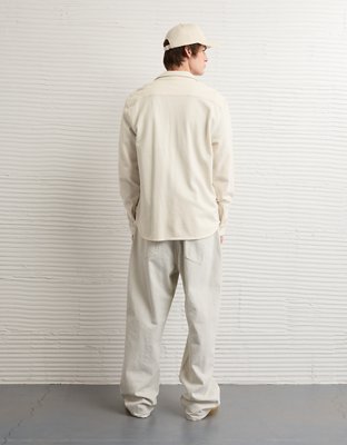 AE Relaxed Fit Knit Button-Up Shirt