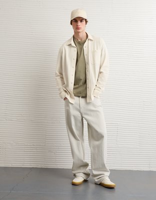 AE Relaxed Fit Knit Button-Up Shirt