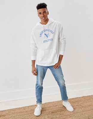 AE Long-Sleeve Logo Graphic Hoodie T-Shirt | AE