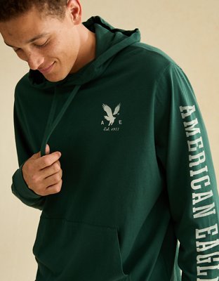 AE Standard Fit Lightweight Logo Graphic Hoodie T-Shirt