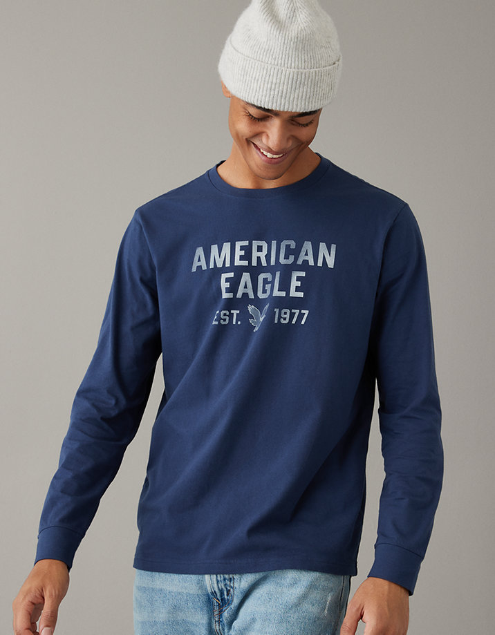 AE Super Soft Long-Sleeve Logo Graphic T-Shirt