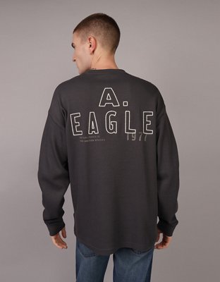 AE Oversized Long-Sleeve Elevated Logo Graphic Thermal T-Shirt