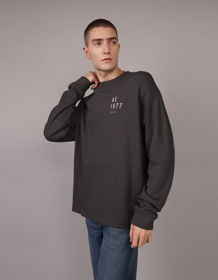 AE Oversized Long-Sleeve Elevated Logo Graphic Thermal T-Shirt