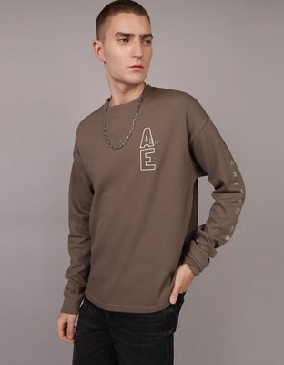 AE Oversized Long-Sleeve Elevated Logo Graphic Thermal T-Shirt