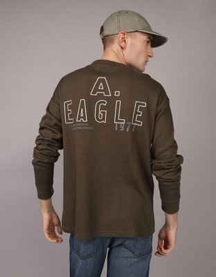 AE Oversized Long-Sleeve Elevated Logo Graphic Thermal T-Shirt