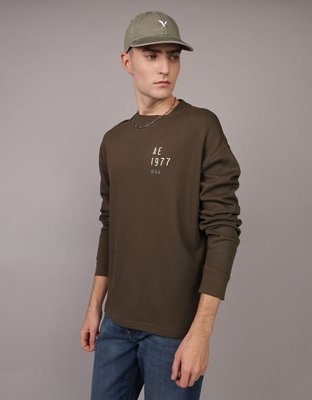 AE Oversized Long-Sleeve Elevated Logo Graphic Thermal T-Shirt