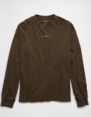 Мужские футболки American Eagle AE Oversized Long-Sleeve Logo Graphic T-Shirt — фото 3