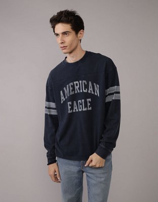 AE Long Sleeve Graphic Football T-Shirt | American Eagle