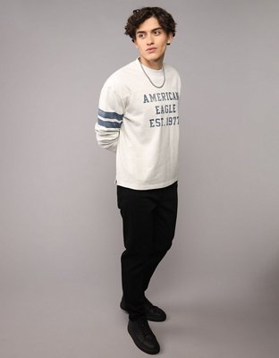 AE Long Sleeve Graphic Football T-Shirt | American Eagle