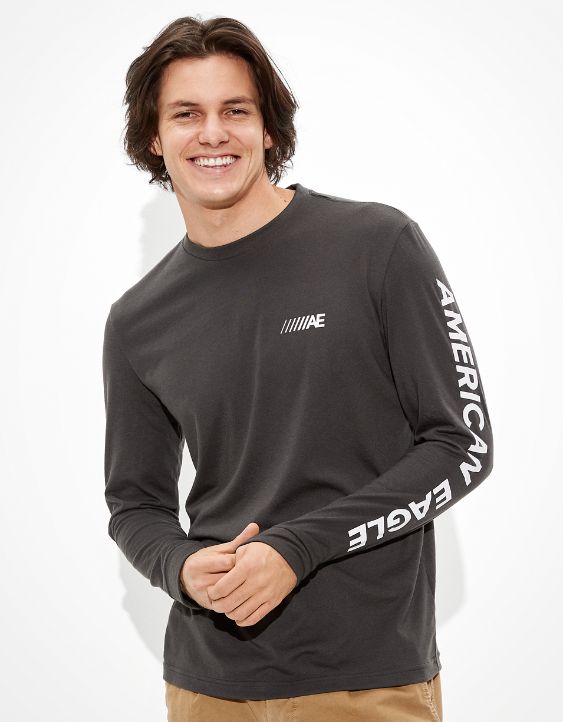 AE 24/7 Active Long-Sleeve Graphic T-Shirt