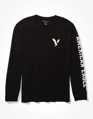 Мужские футболки American Eagle AE Super Soft Long-Sleeve Eagle Graphic T-Shirt — фото 3