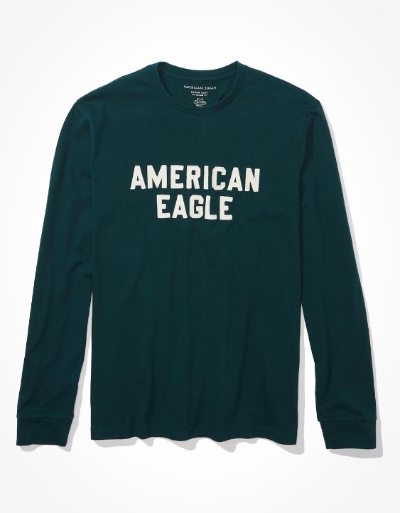 AE Super Soft Long-Sleeve Eagle Graphic T-Shirt