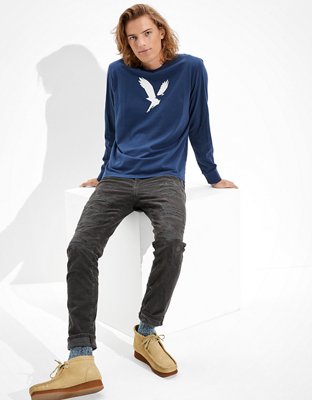 AE Super Soft Long-Sleeve Eagle Graphic T-Shirt