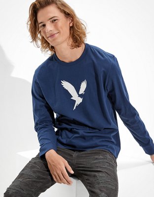 AE Super Soft Long-Sleeve Eagle Graphic T-Shirt