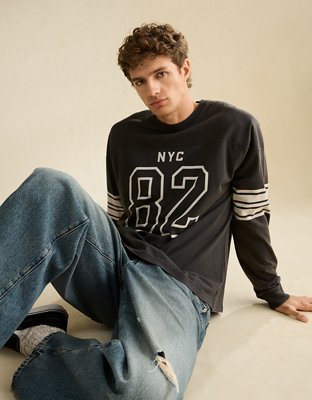 AE Relaxed Fit Long-Sleeve Varsity Graphic T-Shirt
