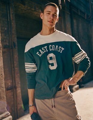 AE Relaxed Fit Long-Sleeve Varsity Graphic T-Shirt