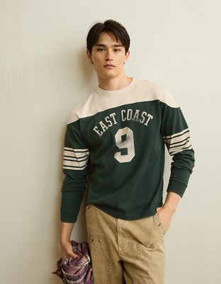 AE Relaxed Fit Long-Sleeve Varsity Graphic T-Shirt | American Eagle