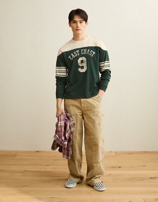 AE Relaxed Fit Long-Sleeve Varsity Graphic T-Shirt
