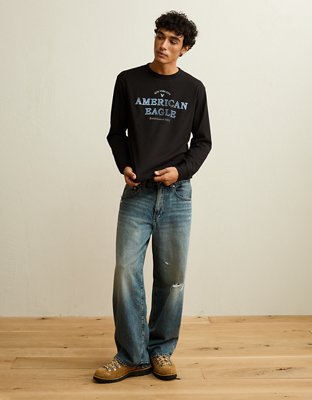 AE Standard Fit Long-Sleeve Logo Graphic T-Shirt