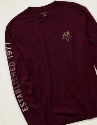 AE Standard Fit Long-Sleeve Logo Graphic T-Shirt