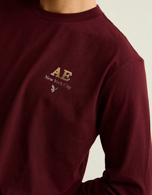 AE Standard Fit Long-Sleeve Logo Graphic T-Shirt