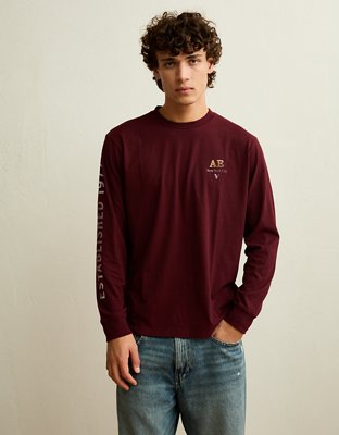 AE Standard Fit Long-Sleeve Logo Graphic T-Shirt