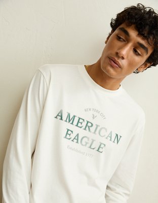 AE Standard Fit Long-Sleeve Logo Graphic T-Shirt