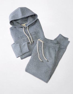 M-L Aerie Ribbed Hooded Sweatshirt & Joggers Lounge Set