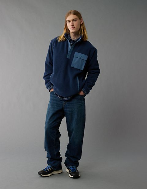 Мужские куртки American Eagle AE Quarter Snap Sherpa Jacket