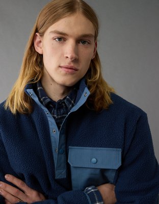 Мужские куртки American Eagle AE Quarter Snap Sherpa Jacket — фото 5