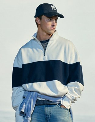 AE Colorblock Quarter-Zip Sweatshirt | American Eagle